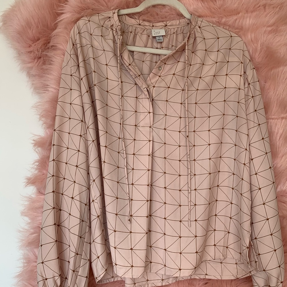 Beige and brown blouse, size S NWOT